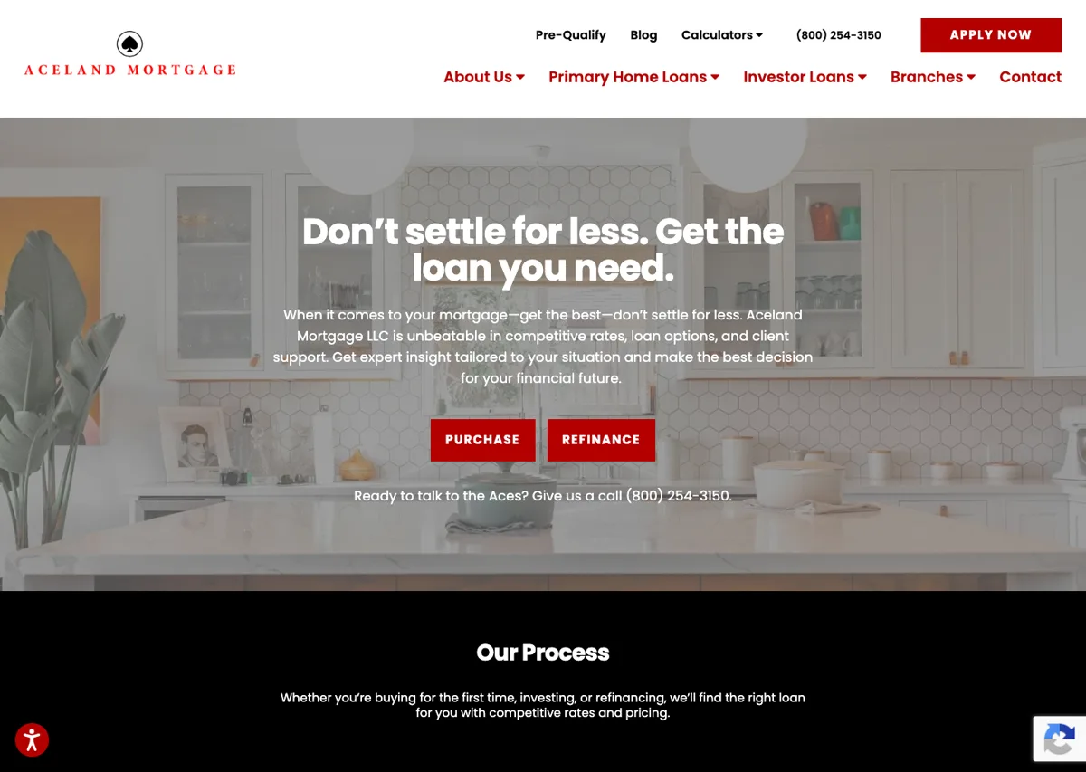 Screenshot of Aceland Mortgage