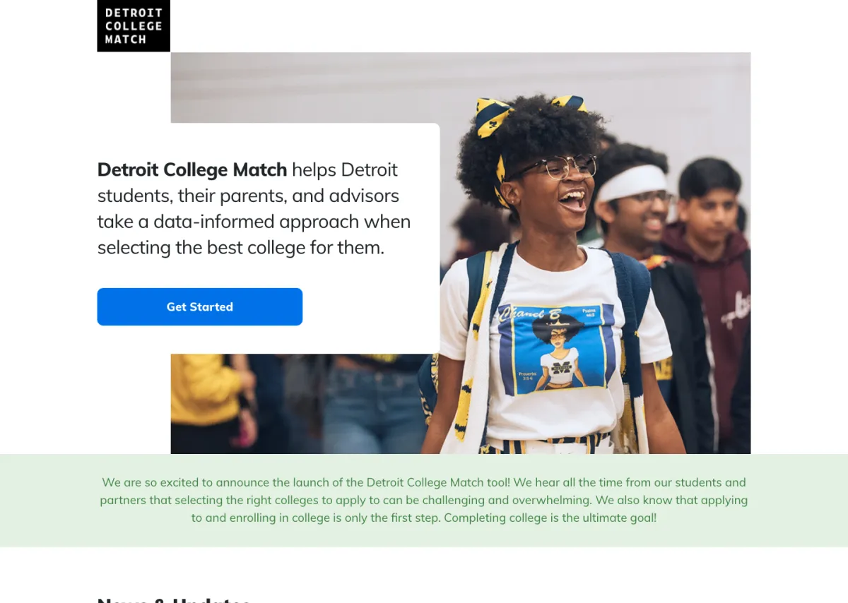 Screenshot of Detroit College Match