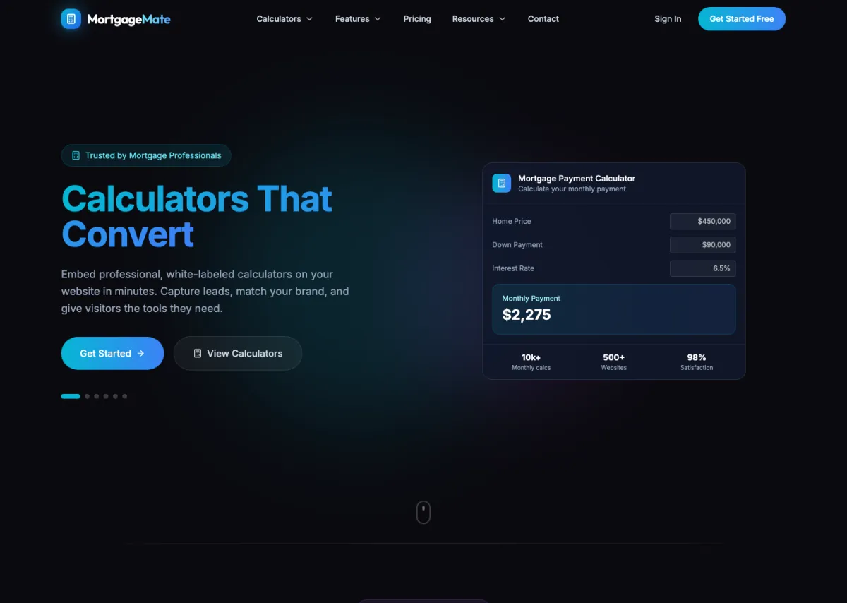 Screenshot of MortgageMate